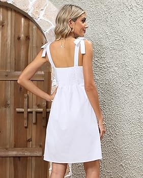 Clarisbelle Women Beach Tie Strap Swing Mini Dress Square
